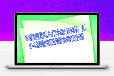 零基础快速入门小红书电商，从0-1打造能赚钱的小红书店铺-乐享资源网