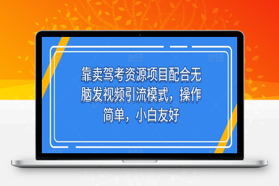 靠卖驾考资源项目配合无脑发视频引流模式，操作简单，小白友好【揭秘】-乐享资源网