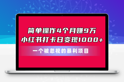 简单操作4个月赚9万！小红书打卡日变现1000+！一个被忽视的暴力项目-乐享资源网